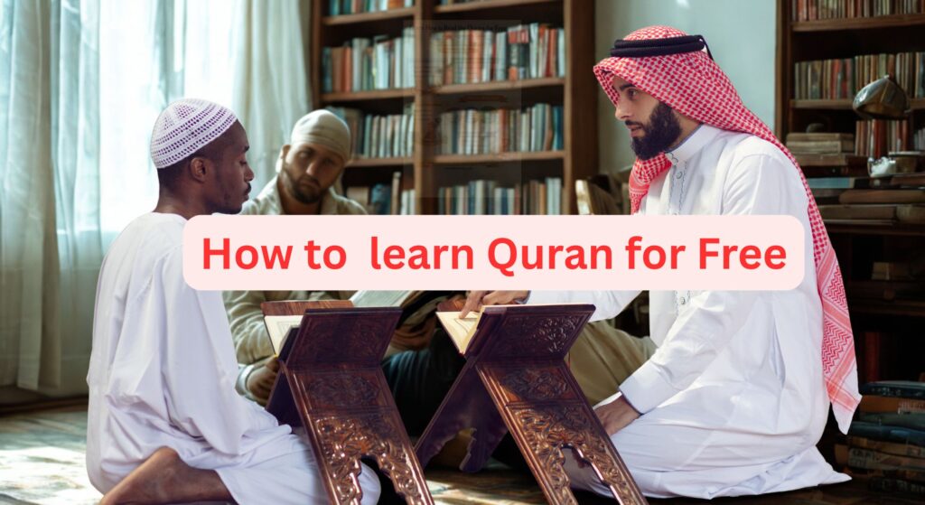 A teacher teaching Quran in a library